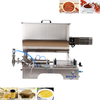Machine de remplissage semi-automatique en forme de U pour sauces piquantes, beurre de cacahuète, sauces soja et tomate, crèmes et huiles en bouteilles ou bocaux en plastique