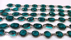 Para Topacio Azul cuarzo forma libre 15mm alta calidad facetado oro/plata/Negro chapado cuentas bisel conector fabricación de joyas - Product Image 6