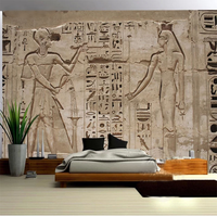 Papier peint autocollant personnalisé avec photo rétro, peinture murale 3D de l'Égypte ancienne, sculpture sur pierre, pharaon, décoration murale pour la maison, peinture murale 3D imperméable