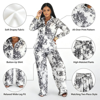 Ensemble de mode pour femmes, robe à manches longues à motif uni avec boutons, pantalon, style décontracté européen et américain, vente chaude pour l'automne