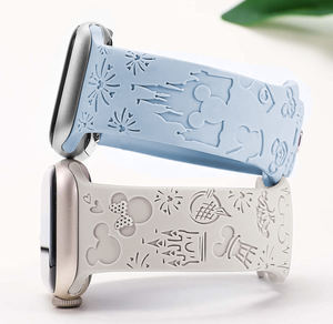 สายนาฬิกาซิลิกอนรูกการ์ตูนเรเดียมสลักลายปราสาทนูนสำหรับ Apple <span class=keywords><strong>Watch</strong></span> 44มม. 45มม. 49มม. เปลี่ยนสายยางสำหรับ iWatch 8 9 - Product Image 4