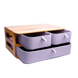 Cajas de almacenamiento de bambú y tela para artículos diversos, joyas, cosméticos, armarios y cajas de almacenamiento tipo cajón. - Product Image 1