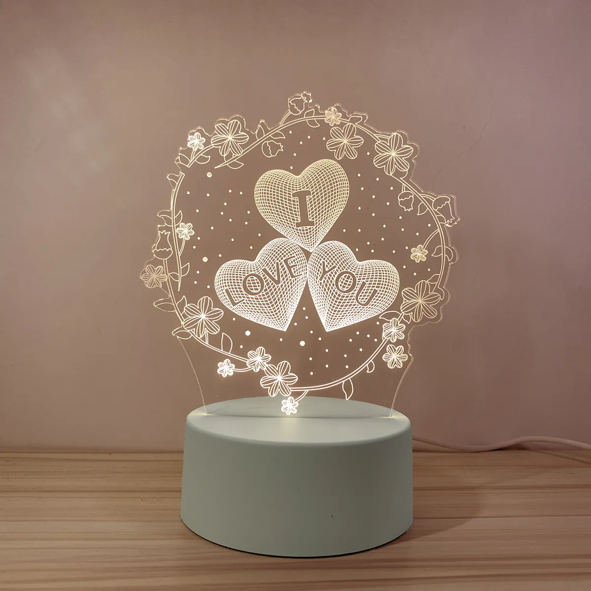 Photo personnalisée Illusion créative 3D Anime Acrylique Table Base de bureau Lampe de Noël Décoration de chambre d'enfant Veilleuse LED