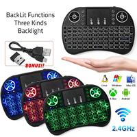Clavier sans fil mini 2,4G avec pavé tactile rétroéclairé I8, pavé tactile rétroéclairé USB pour ordinateur portable/Smart TV