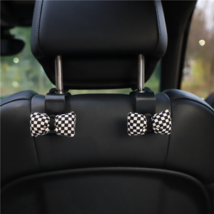 Flower <b>Car</b> Seat Back <b>Hooks</b> Checkered Design ABS Material For <b>Car</b> Interior Decoration - Product Image 2