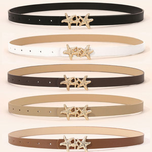 <span class=keywords><strong>Cintura</strong></span> Sottile da <span class=keywords><strong>Donna</strong></span> con Fibbia a Stella in Strass Scintillante, Regolabile, Nera, <span class=keywords><strong>Beige</strong></span>, Marrone, Accessorio Moda - Product Image 3