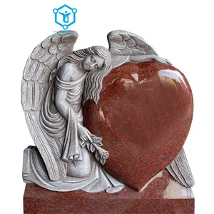 Современный дизайн надгробия полированный индийский красный Ангел сердце гранит надгробный камень памятник