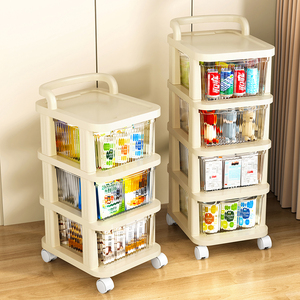 <span class=keywords><strong>Carrito</strong></span> rodante estilo crema: unidad de almacenamiento independiente y móvil para aperitivos, juguetes para bebés y suministros para bebés - Product Image 2