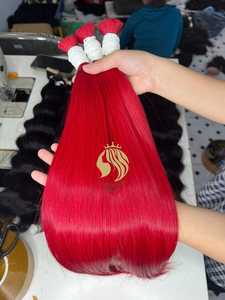 Nouvel arrivage 8-30 pouces lâche vague profonde os droit en vrac extension de cheveux bruts humains rouge mode couleur gros cheveux droits en vrac - Product Image 3