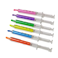 Seringue de presse en plastique portable avec logo personnalisé stylos à bille créatif stylo à aiguille avec nouveauté liquide multicolore stylo promotionnel