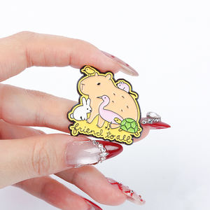 بيع بالجملة كرتون معدني طية صدر السترة دبوس مخصص لطيف مضحك سلحفاة كابيبارا للأطفال الأصدقاء - Product Image 2