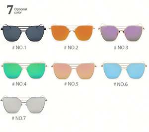 Lunettes de soleil œil de chat vintage rétro de luxe 2020 pour femmes, monture métallique, verres miroir, lunettes de soleil carrées surdimensionnées - Product Image 6