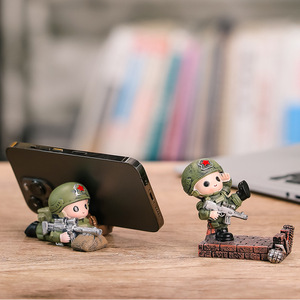 Figura de Soldado Militar Ruijie, Artesanía de Resina, Soporte para Teléfono, Decoración de Escritorio de Oficina, Regalo para el Día Nacional - Product Image 1