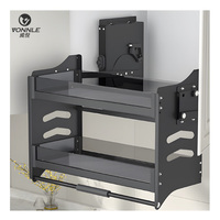 Cesto de Armazenamento Moderno em Aço Inoxidável para Cozinha, com Sistema de Elevação e Descida, para Armários Altos e Organizador de Cozinha