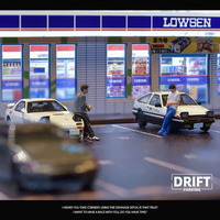 Kit de piste de drift magnétique à l'échelle 1:64, à assembler soi-même, pour modèles de voitures RC électriques, avec aménagement de scène de course miniature, ornement de bureau en plastique et métal