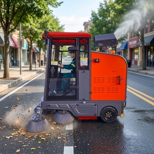Nettoyeur de sols et de rues industriel G1900 Ride-On, nouvelle génération, haute efficacité, avec système d'aspiration et pistolet à eau haute pression. - Product Image 1