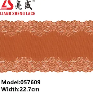 057609 New Lace Stretch Lace Trim 22 Cm Wide Brown Dress Underwear Floral Nylon Elastic Lace Fabric