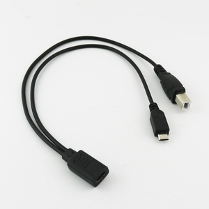 <span class=keywords><strong>Cable</strong></span> de Extensión Divisor Tipo-C Hembra a Micro USB Macho + Tipo-B Macho, Material de PVC para Smartphones, Discos Duros Móviles, Datos - Product Image 1