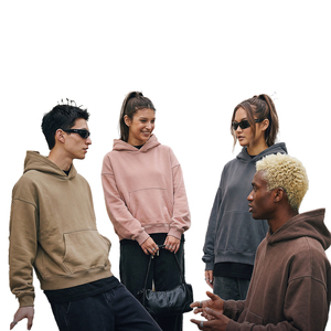 Hoodie unisexe personnalisé en molleton de coton épais, broderie en relief, coupe ample, court, style streetwear vintage, délavé à l'acide - Product Image 3