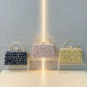 Pochette da sera da donna di lusso di alta qualità con strass in <span class=keywords><strong>argento</strong></span> oro con motivo a fiocco con motivo in pietra di cristallo - Product Image 4