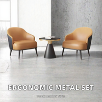 Chaise de salle à manger moderne en cuir rembourré, fauteuil en métal, siège lounge pour la maison, le bar, l'hôtel, la salle à manger