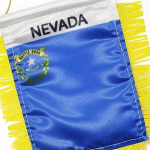 Mini Bandera de Satén Personalizada del Estado de Nevada con Borlas Amarillas, Impresión Digital para Automóviles y Educación, para Autos y Escuelas - Product Image 5