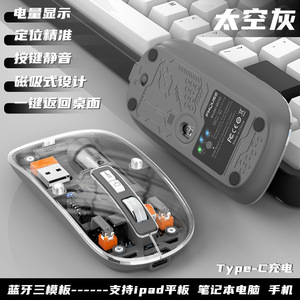 M233 Transparent Magnetic <b>Wireless</b> <b>Mouse</b> <b>Rechargeable</b> Silent Universal For Desktops And Laptops - Product Image 4