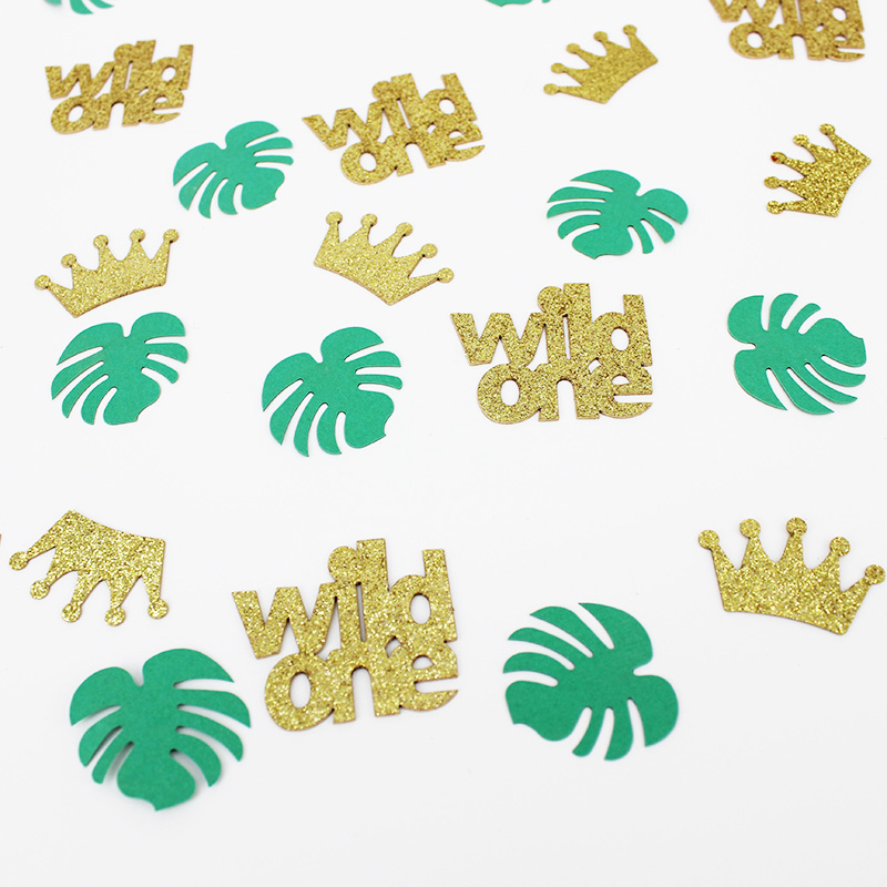 100 шт. дикий конфетти с короной Конфетти Для Сафари джунгли первый день рождения дикий один праздник поставки