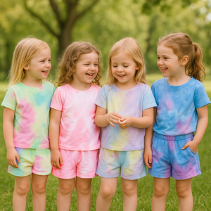 Delle ragazze dei vestiti <span class=keywords><strong>2</strong></span> pezzi di estate delle ragazze boutique tie dye dei capretti delle ragazze pigiami pantaloncini set commercio all'ingrosso - Product Image 1