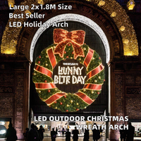Guirlande lumineuse LED d'extérieur HOYECHI pour Noël avec nœud papillon 2*1,8M, étanche, pour centre commercial, décoration de photos de vacances