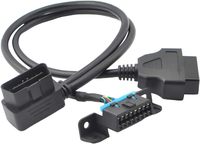Kabel Pembagi OBD2 16 Pin Universal Sudut Kanan, Konektor J1962 1 Male ke 2 Female dengan Braket Pemasangan di Bawah Dasbor 50cm