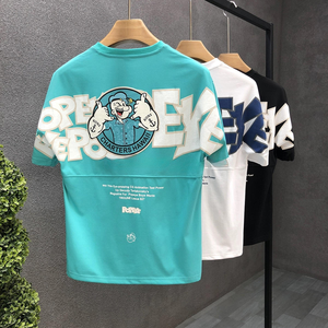 T-shirts pour hommes de haute qualité 100% coton imprimés d'ours, t-shirt surdimensionné épais, broderie personnalisée - Product Image 6