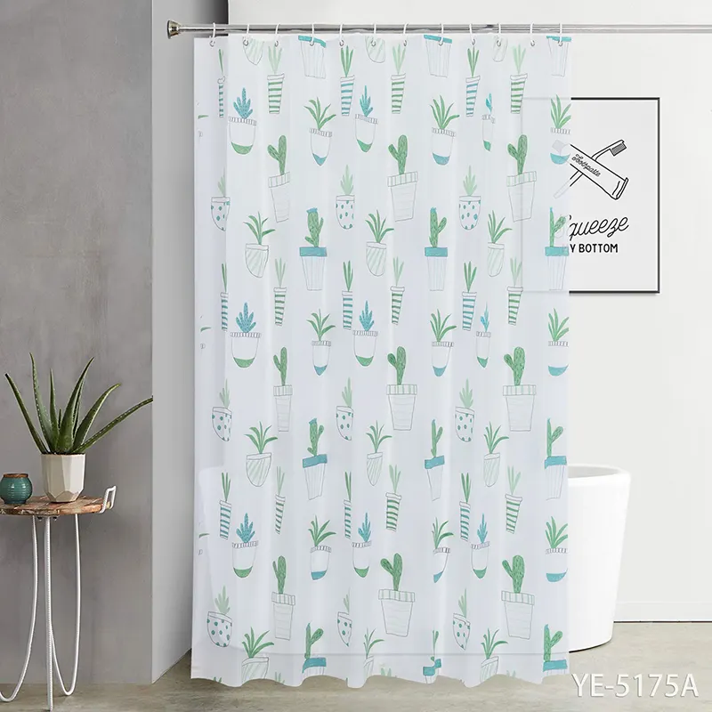 Floral Hotel Shower Curtain Liner Set Bathroom Shower Curtains with Hooks