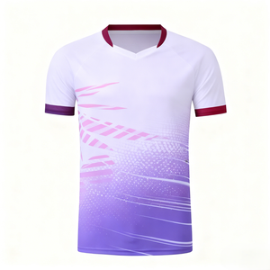 Maillot de badminton multicolore dégradé, compétition de tournoi, t-shirt de sport, activité de club, soutien au stade, vêtements personnalisables - Product Image 2