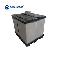 Boîte de rangement robuste en plastique avec couvercle et patins de glisse, pour palettes de rayonnage moulées sous pression et bacs de stockage pliables