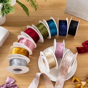 Ruban en velours polyester de 50 yards, largeur 2,5 cm, imprimé feuille d'argent, strass, écologique, pour accessoires capillaires, matériel de fabrication de nœuds DIY - Product Image 1
