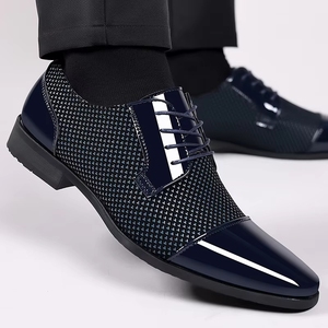 Scarpe da <span class=keywords><strong>uomo</strong></span> stringate in poliestere, nuove, eleganti e casual, traspiranti, comode, con punta rinforzata, stile britannico coreano, ideali per la primavera, l'autunno e per lo sposo. - Product Image 2