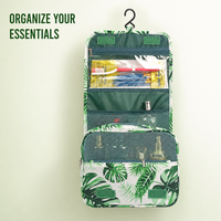 Sac de toilette de voyage HANFEIZI à imprimé floral avec crochet de suspension