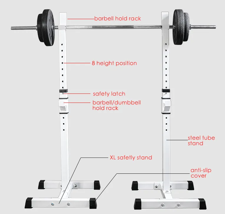 Uso domestico bianco/nero/rosso tipo split regolabile squat rack