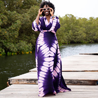 Nouvelle robe d'été 2026 style ethnique africain, à manches évasées et taille cintrée par lacets, pour le commerce transfrontalier