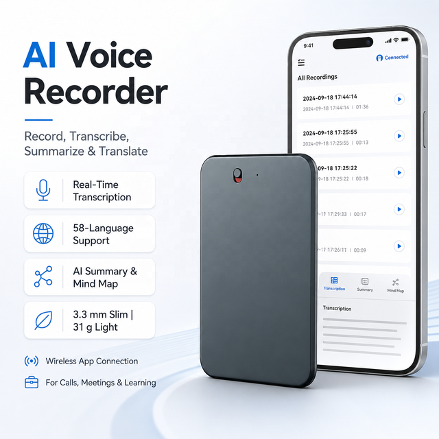 AI Voice Recorder Transcribe & Summarization with ChatGPT Audio Recorder Support 80+ Languages Sound Recorder for Meetings/Calls