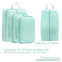 Lot de 4 cubes de compression de voyage pliables et durables, grande capacité, sacs organisateurs de vêtements portables pour valise, imperméables