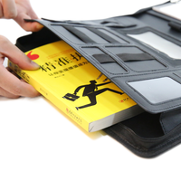 Porte-documents multifonctionnel personnalisé de haute qualité en PU, format lettre, avec batterie externe 8000 mAh, bloc-notes à fermeture éclair et fonction sans fil