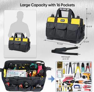 Muestra gratuita, precio de fábrica, bolsa organizadora de herramientas resistente, con 21 bolsillos, apertura superior manual, para electricistas de China - Product Image 5