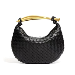 2026 Most Popular PU leather Handbags Shoulder Women <strong>Sardine</strong> Handle Shape Woven Handbag for Ladies - Product Image 2