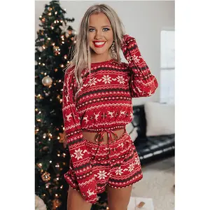 Горячая Распродажа, Рождественский комплект из двух предметов и шорт, Рождественский свитер для женщин