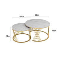 Meubles de salon ronds nordiques BLANC Ensemble de tables basses Muebles De Sala Mdf