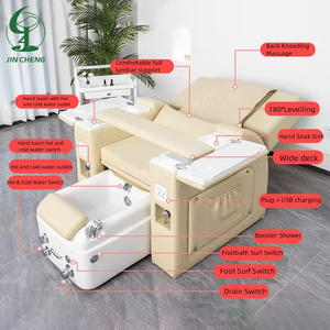 Jincheng Hyundai Maßgefertigter Elektrischer Massage-Pedikürestuhl in Beige für Fuß-Spa und Maniküre mit LED-Beleuchtung - Product Image 3