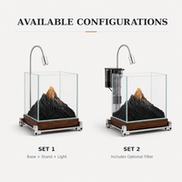 Ensemble de micro-aquarium de bureau avec personnalisation de paysage montagneux, petit aquarium