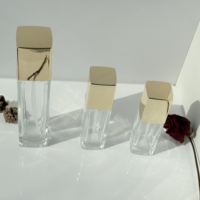 Botol Kosmetik Kaca Persegi Mini 20g 50g 40ml 120ml Murah Laris Manis dengan Pompa, Set Lotion Makeup, Cetak Sablon Sutra Mewah